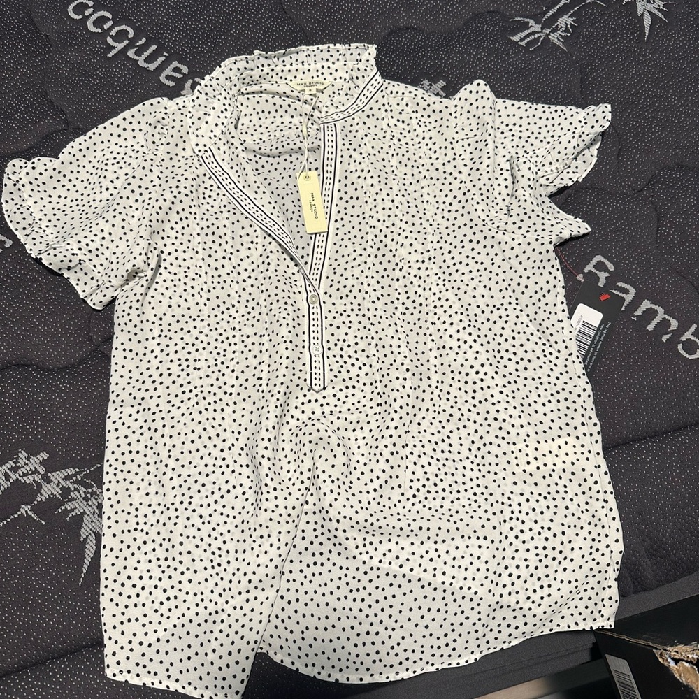 Max Studio Black and White Polka Dot Top
